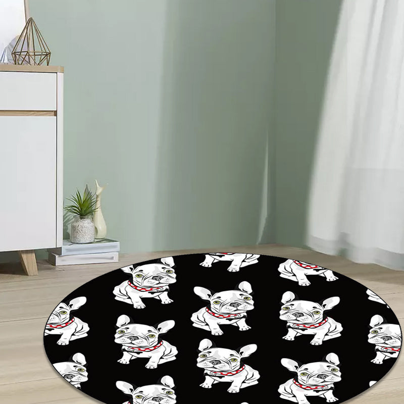 Black Child's Room Rug Kids Animal Dog Pattern Area Rug Polyester Non-Slip Backing Carpet Black Clearhalo 'Area Rug' 'Rug' 1609896