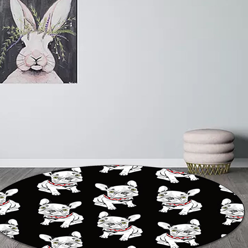 Black Child's Room Rug Kids Animal Dog Pattern Area Rug Polyester Non-Slip Backing Carpet Clearhalo 'Area Rug' 'Rug' 1609897