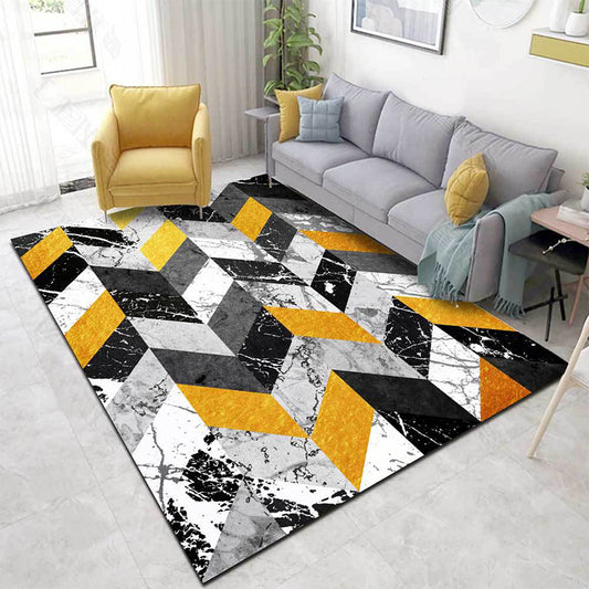 Black and Golden Modern Rug Polyester Geometric and Marble Surface Pattern Rug Washable Non-Slip Backing Carpet for Living Room Black Clearhalo 'Area Rug' 'Modern' 'Rugs' Rug' 1609952