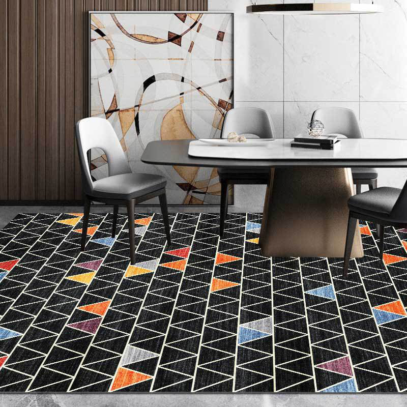 Black Multicolor Rug Polyester Geometric Print Rug Washable Non-Slip Backing Carpet for Living Room Black Clearhalo 'Area Rug' 'Modern' 'Rugs' Rug' 1609960