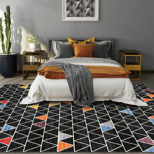 Black Multicolor Rug Polyester Geometric Print Rug Washable Non-Slip Backing Carpet for Living Room Clearhalo 'Area Rug' 'Modern' 'Rugs' Rug' 1609961