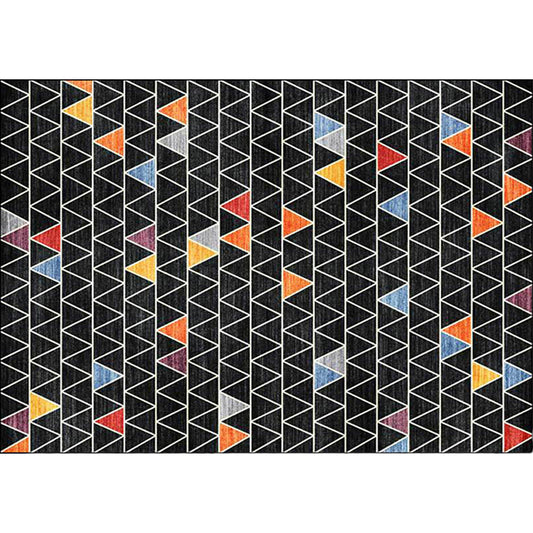 Black Multicolor Rug Polyester Geometric Print Rug Washable Non-Slip Backing Carpet for Living Room Clearhalo 'Area Rug' 'Modern' 'Rugs' Rug' 1609963