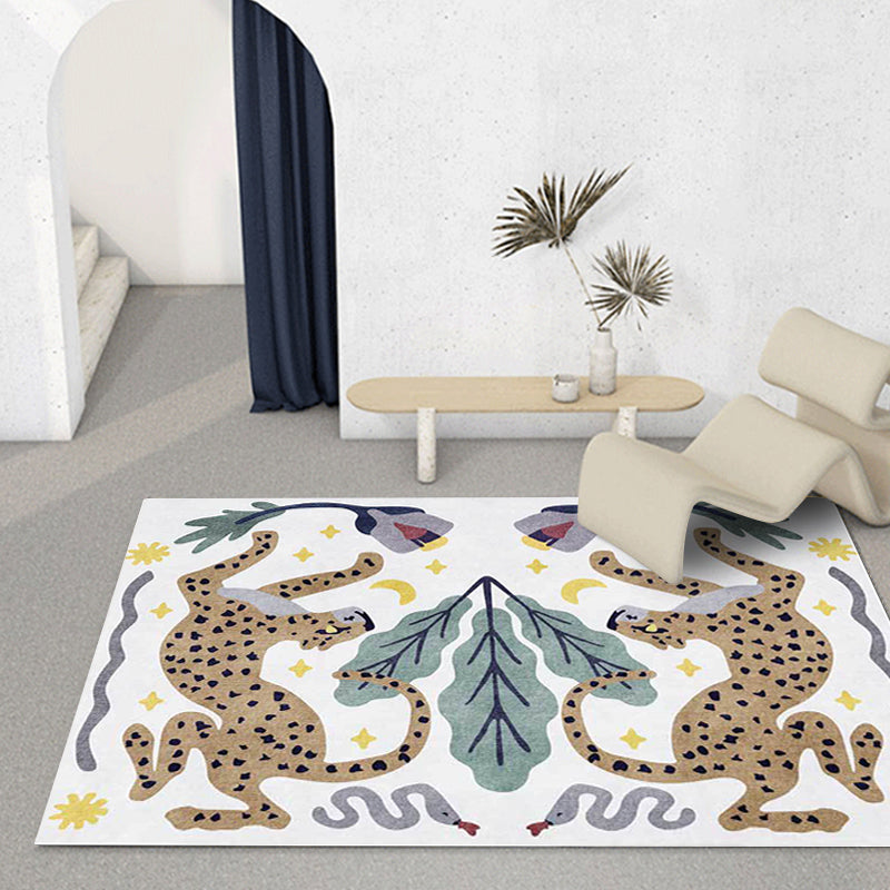 Stylish Animal Pattern Rug Grey and Blue Nordic Rug Polyester Washable Anti-Slip Backing Area Rug for Living Room Clearhalo 'Area Rug' 'Modern' 'Rugs' Rug' 1609980