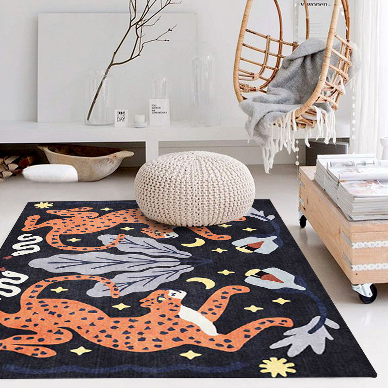 Stylish Animal Pattern Rug Grey and Blue Nordic Rug Polyester Washable Anti-Slip Backing Area Rug for Living Room Clearhalo 'Area Rug' 'Modern' 'Rugs' Rug' 1609989