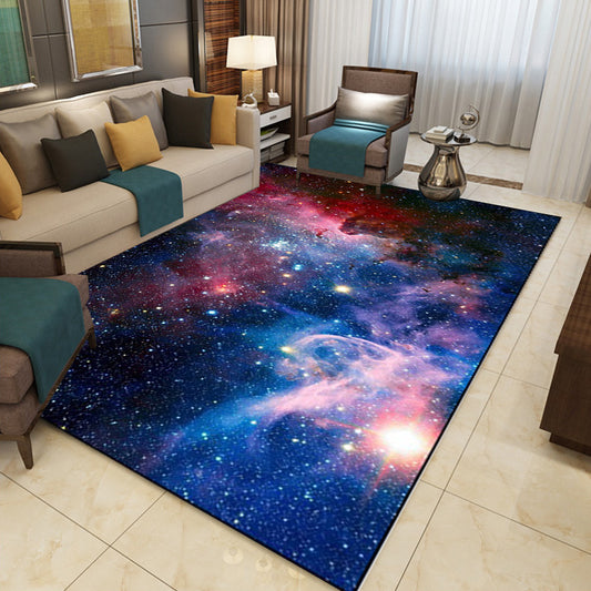 Modern Living Room Rug in Blue Outer Space Nebula Print Rug Polyester Pet Friendly Washable Area Rug Clearhalo 'Area Rug' 'Modern' 'Rugs' Rug' 1610011