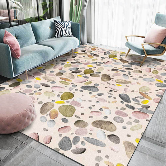 Pink Bedroom Rug Modern Stones Pattern Area Rug Polyester Anti-Slip Backing Washable Carpet Light Pink Clearhalo 'Area Rug' 'Modern' 'Rugs' Rug' 1610018