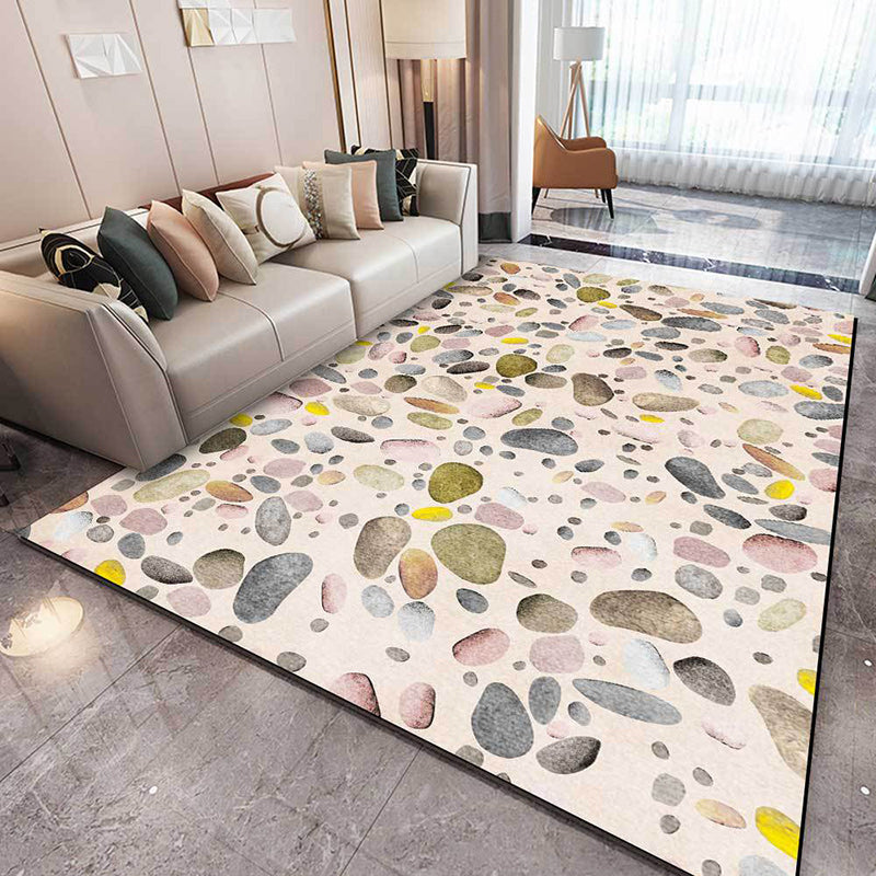 Pink Bedroom Rug Modern Stones Pattern Area Rug Polyester Anti-Slip Backing Washable Carpet Clearhalo 'Area Rug' 'Modern' 'Rugs' Rug' 1610019