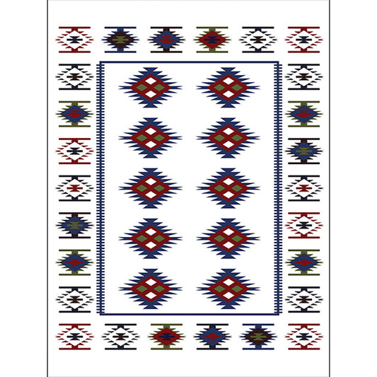 Simple Tribal Pattern Rug White Vintage Rug Polyester Washable Anti-Slip Backing Area Rug for Bedroom Clearhalo 'Area Rug' 'Rugs' 'Southwestern' Rug' 1610044