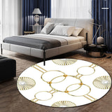 Modern Living Room Rug in White and Black Chain Circle Print Rug Polyester Machine Washable Anti-Slip Area Rug White Clearhalo 'Area Rug' 'Modern' 'Rugs' Rug' 1610145