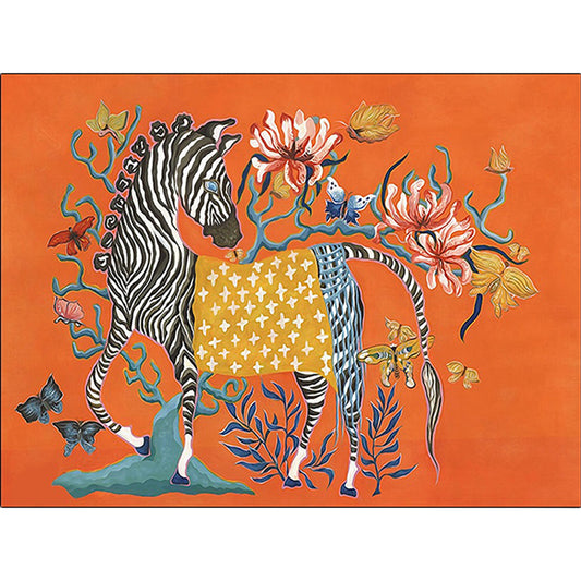 Casual Zebra Pattern Rug with Floral Orange Polyester Rug Machine Washable Non-Slip Area Rug for Bedroom Clearhalo 'Area Rug' 'Modern' 'Rugs' Rug' 1610213