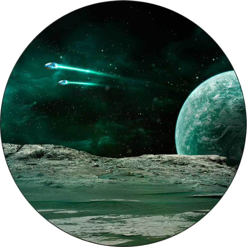 Nordic Modern Rug in Green Outer Space Planet Spaceship Pattern Rug Polyester Pet Friendly Carpet for Home Decoration Clearhalo 'Area Rug' 'Modern' 'Rugs' Rug' 1610286