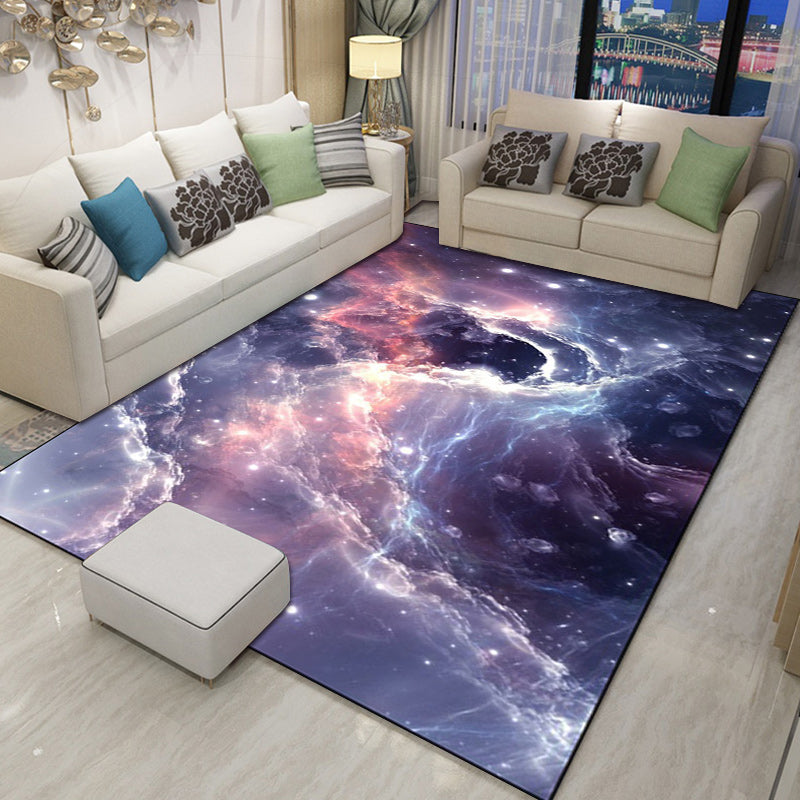 Nordic Modern Rug in Purple Outer Space Galaxy Pattern Rug Polyester Stain-Resistant Carpet for Home Decoration Clearhalo 'Area Rug' 'Modern' 'Rugs' Rug' 1610293