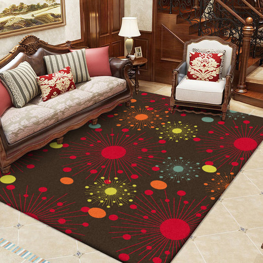 Modern Living Room Rug in Brown Polka Dots Lines Print Rug Polyester Non-Slip Backing Area Rug Red Clearhalo 'Area Rug' 'Modern' 'Rugs' Rug' 1610300