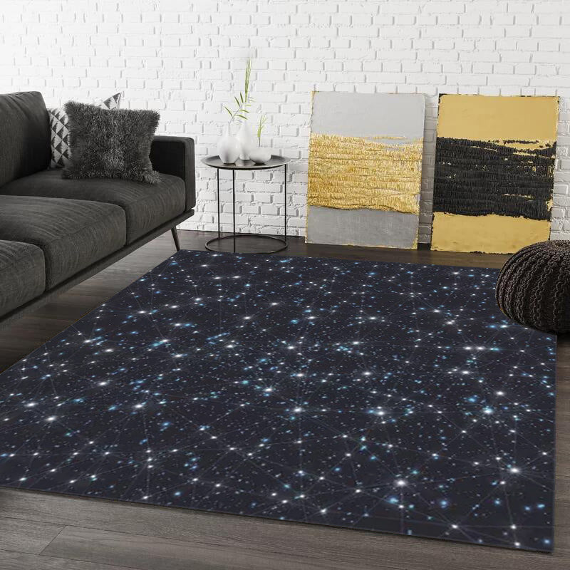 Blue Bedroom Rug Modern Outer Space Starry Pattern Area Rug Polyester Machine Washable Carpet Dark Blue Clearhalo 'Area Rug' 'Modern' 'Rugs' Rug' 1610410