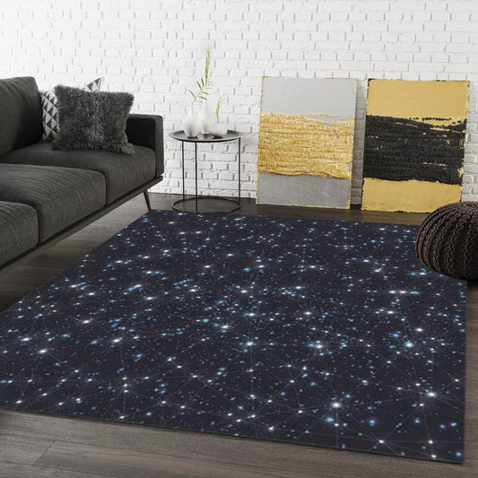 Blue Bedroom Rug Modern Outer Space Starry Pattern Area Rug Polyester Machine Washable Carpet Dark Blue Clearhalo 'Area Rug' 'Modern' 'Rugs' Rug' 1610410