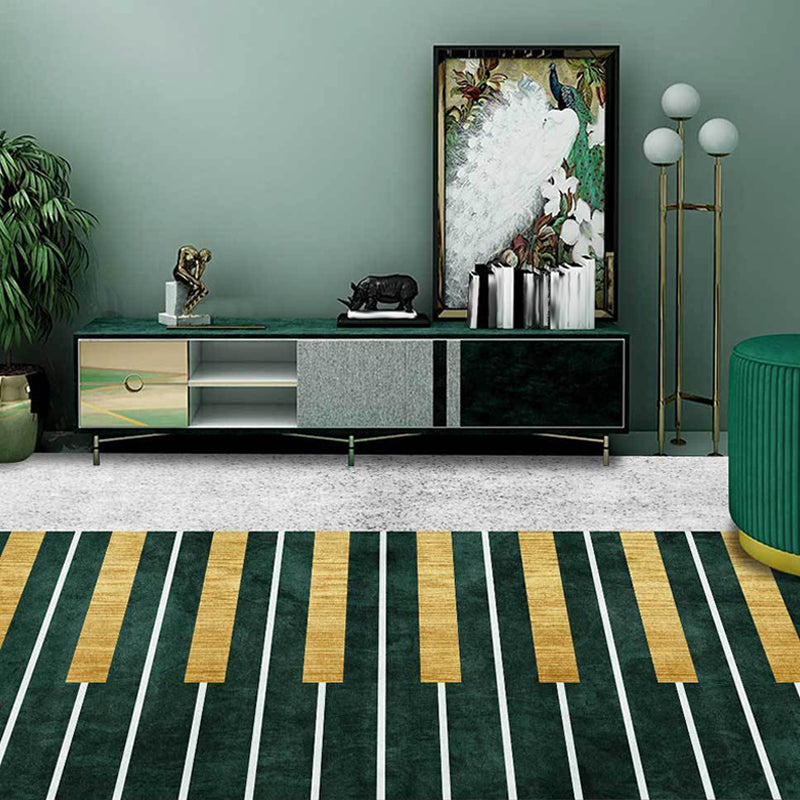 Novelty Piano Pattern Rug Green and Grey Polyester Rug Machine Washable Non-Slip Area Rug for Bedroom Clearhalo 'Area Rug' 'Modern' 'Rugs' Rug' 1610515