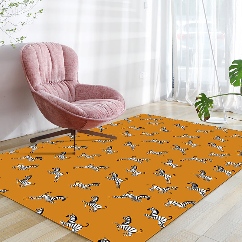 Unique Zebra Pattern Rug Orange Simple Rug Polyester Washable Anti-Slip Backing Area Rug for Living Room Clearhalo 'Area Rug' 'Modern' 'Rugs' Rug' 1610550