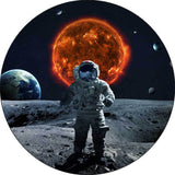 Black and Grey Bedroom Rug Modern Outer Space Planet Astronaut Pattern Area Rug Polyester Stain-Resistant Carpet Clearhalo 'Area Rug' 'Modern' 'Rugs' Rug' 1610664