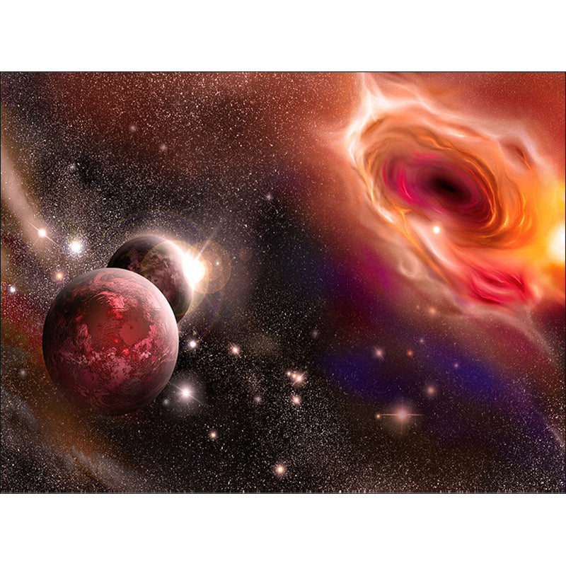 Contemporary Modern Rug in Orange and Black Outer Space Planet Pattern Rug Polyester Washable Carpet for Home Decoration Clearhalo 'Area Rug' 'Modern' 'Rugs' Rug' 1610696