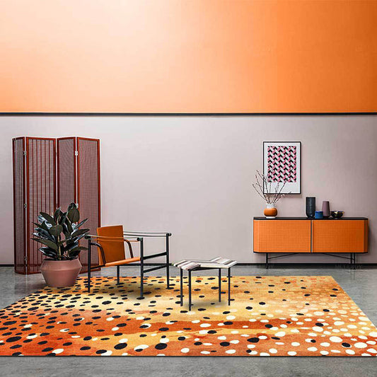 Orange Bedroom Rug Modern Polka Dots Pattern Area Rug Polyester Stain-Resistant Carpet Clearhalo 'Area Rug' 'Modern' 'Rugs' Rug' 1610719