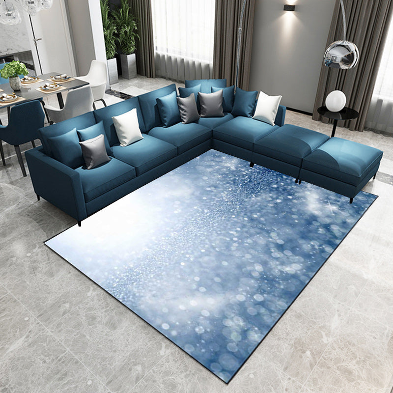 Blue Bedroom Rug Modern Glaming Pattern Area Rug Polyester Non-Slip Backing Washable Carpet Clearhalo 'Area Rug' 'Modern' 'Rugs' Rug' 1610727