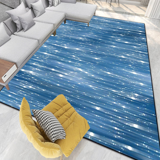 Scandinavian Modern Rug in Blue Glitter Pattern Rug Polyester Washable Stain-Resistant Carpet for Home Decoration Blue Clearhalo 'Area Rug' 'Modern' 'Rugs' Rug' 1610734