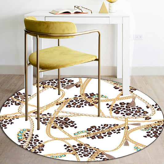 White Bedroom Rug Modern Leopard Chain Pattern Area Rug Polyester Pet Friendly Washable Carpet Clearhalo 'Area Rug' 'Modern' 'Rugs' Rug' 1610751