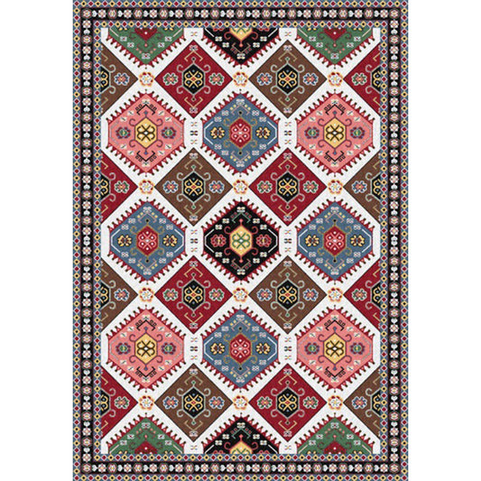 Traditional Tribal Pattern Rug Red and Grey Vintage Rug Polyester Washable Anti-Slip Backing Area Rug for Bedroom Clearhalo 'Area Rug' 'Moroccan' 'Rugs' Rug' 1610864