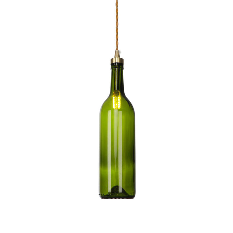 Industrial Wine Bottle Hanging Lamp 1 Light Glass Ceiling Pendant Light with Adjustable Cord in Smoke Grey/Green Clearhalo 'Ceiling Lights' 'Glass shade' 'Glass' 'Industrial Pendants' 'Industrial' 'Middle Century Pendants' 'Pendant Lights' 'Pendants' 'Tiffany' Lighting' 161181