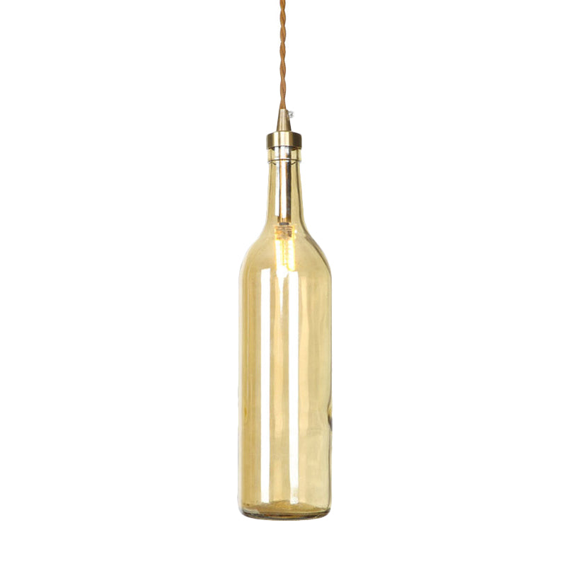 Industrial Wine Bottle Hanging Lamp 1 Light Glass Ceiling Pendant Light with Adjustable Cord in Smoke Grey/Green Clearhalo 'Ceiling Lights' 'Glass shade' 'Glass' 'Industrial Pendants' 'Industrial' 'Middle Century Pendants' 'Pendant Lights' 'Pendants' 'Tiffany' Lighting' 161184