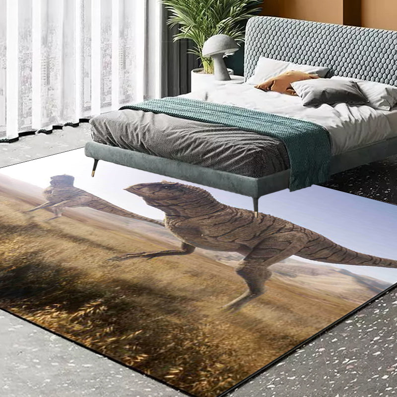 Brown Novelty Rug Polyester Dinosaur Pattern Rug Washable Non-Slip Backing Carpet for Living Room Brown Clearhalo 'Area Rug' 'Modern' 'Rugs' Rug' 1612117