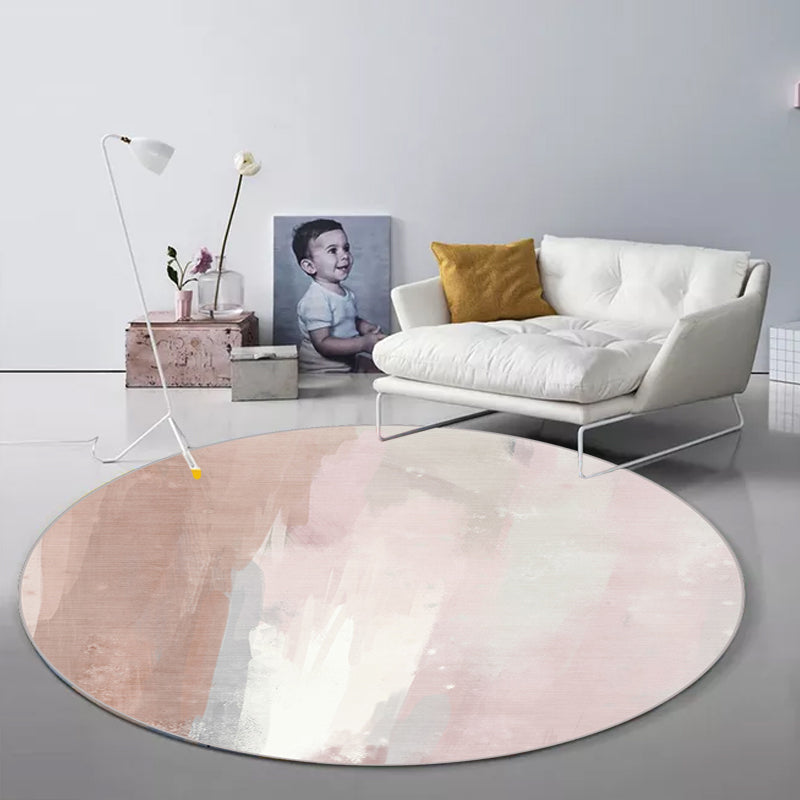Contemporary Brushstroke Pattern Rug Pink Polyester Rug Machine Washable Non-Slip Area Rug for Bedroom Clearhalo 'Area Rug' 'Modern' 'Rugs' Rug' 1612126