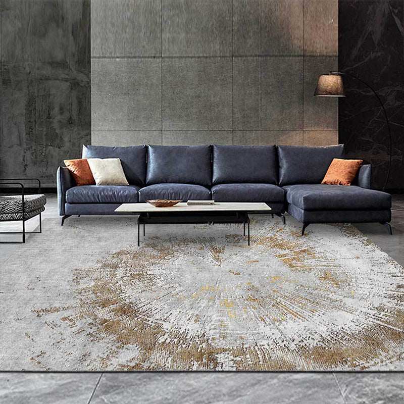 Grey Industrial Rug Polyester Abstract Rug Washable Non-Slip Backing Carpet for Living Room Grey Clearhalo 'Area Rug' 'Modern' 'Rugs' Rug' 1612133