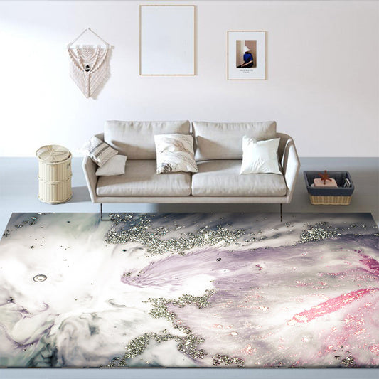 Modern Living Room Rug in Grey and Pink Abstract Seawater Print Rug Polyester Washable Pet Friendly Area Rug Clearhalo 'Area Rug' 'Modern' 'Rugs' Rug' 1612174