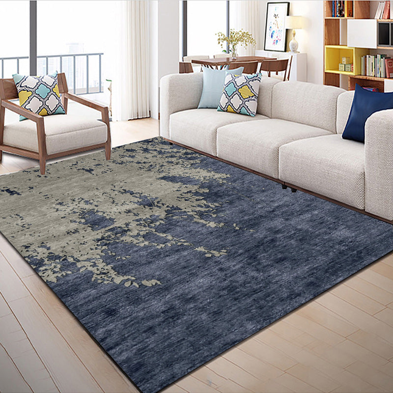 Modern Living Room Rug in Grey and Blue Abstract Oil Painting Print Rug Polyester Machine Washable Area Rug Clearhalo 'Area Rug' 'Modern' 'Rugs' Rug' 1612182