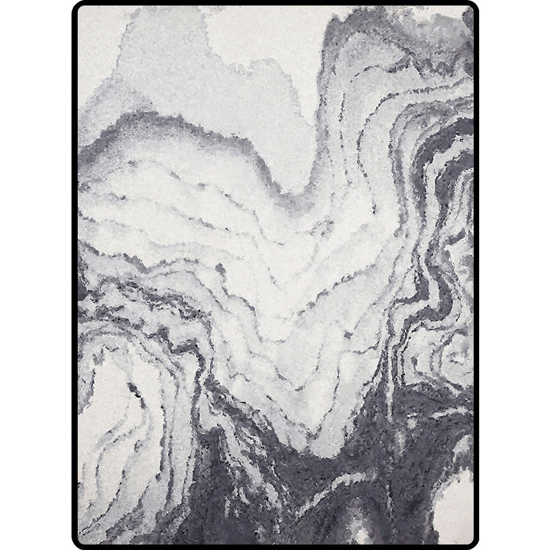 Classic Ink Wash Painting Rug with Swirl Stripe Grey Oriental Rug Polyester Washable Non-Slip Backing Area Rug for Living Room Clearhalo 'Area Rug' 'Modern' 'Rugs' Rug' 1612207