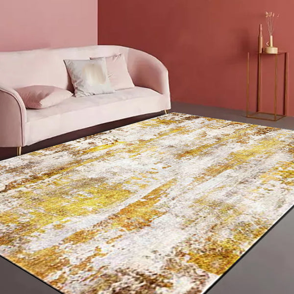 Stylish Abstract Rug Orange Industrial Rug Polyester Washable Anti-Slip  Backing Area Rug for Living Room - Clearhalo