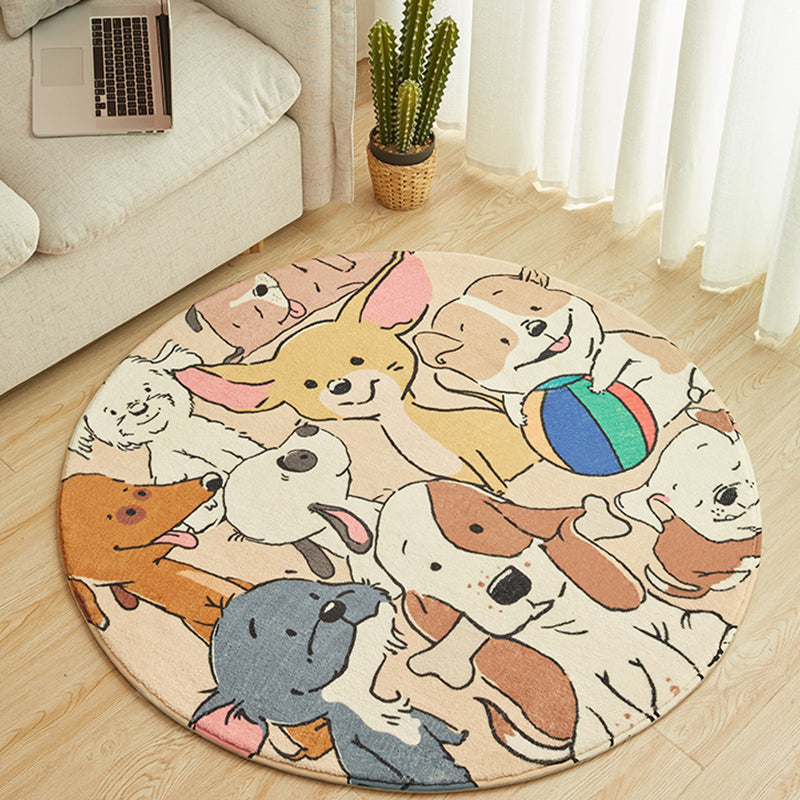 Stylish Cartoon Dog Pattern Rug Yellow Kids Rug Polyester Washable Non-Slip Area Rug for Nursery Clearhalo 'Area Rug' 'Rug' 1612358