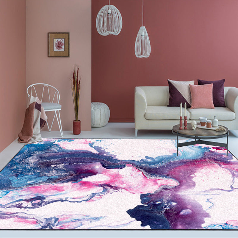 Modern Living Room Rug in Purple Abstract Oil Painting Print Rug Polyester Washable Anti-Slip Backing Area Rug Clearhalo 'Area Rug' 'Modern' 'Rugs' Rug' 1612504