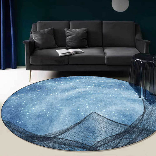 Contemporary Galaxy Pattern Rug with Net Blue Polyester Rug Machine Washable Non-Slip Area Rug for Bedroom Clearhalo 'Area Rug' 'Modern' 'Rugs' Rug' 1612617