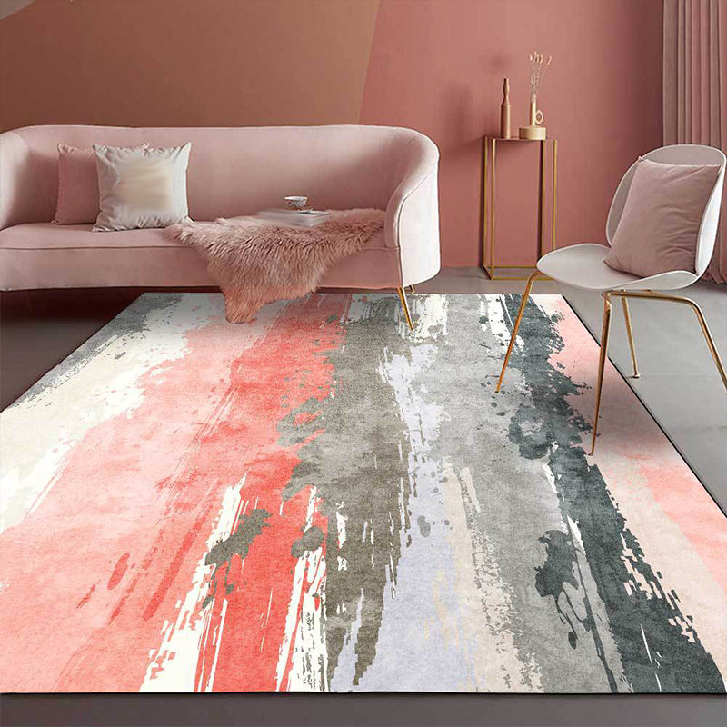 Pink and Grey Modern Rug Polyester Brushstroke Pattern Rug Washable Non-Slip Backing Carpet for Living Room Red Clearhalo 'Area Rug' 'Modern' 'Rugs' Rug' 1612624