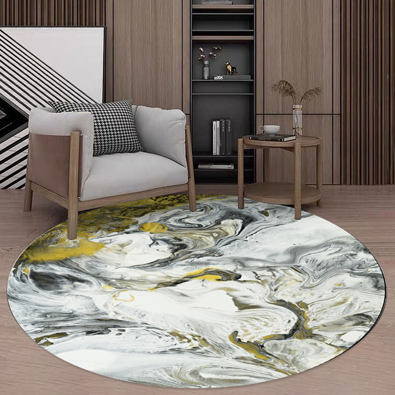 Modern Living Room Rug in Black Abstract Painting Print Rug Polyester Pet  Friendly Area Rug - Clearhalo