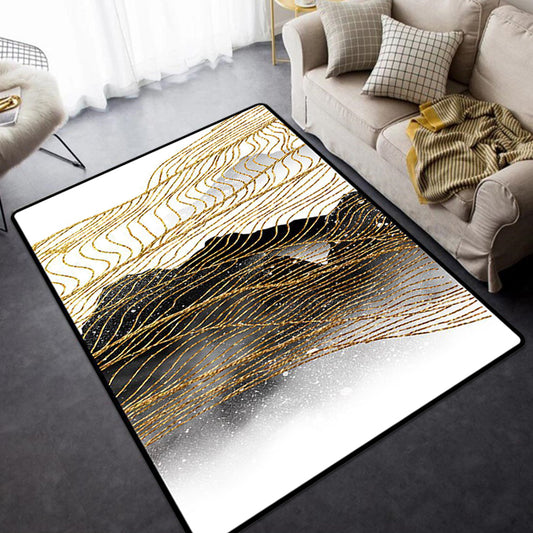 Modern Living Room Rug in Black and White Abstract Mountain Print Rug Polyester Machine Washable Area Rug Clearhalo 'Area Rug' 'Modern' 'Rugs' Rug' 1612719