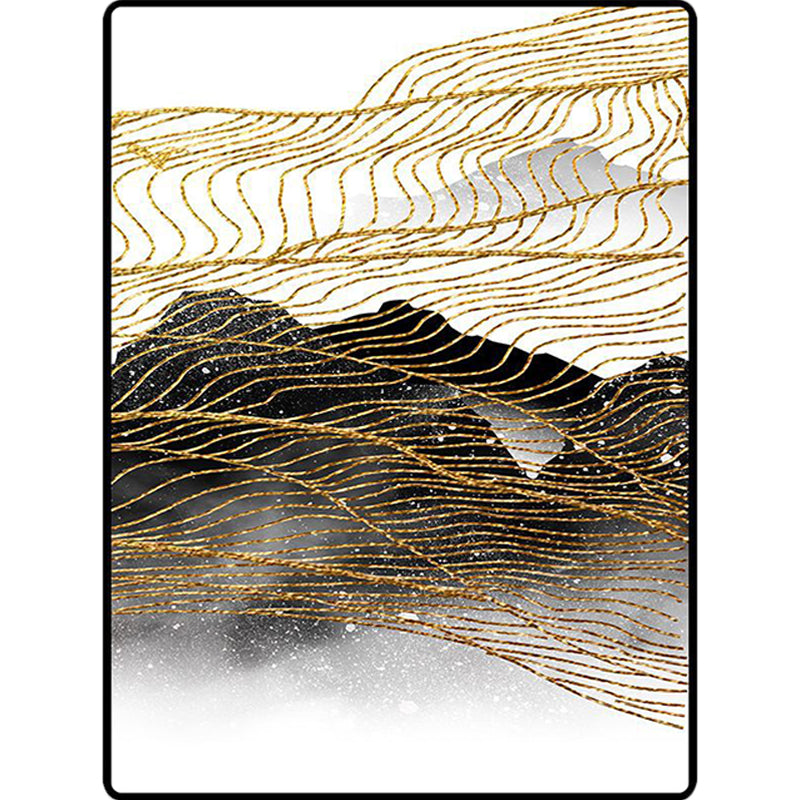 Modern Living Room Rug in Black Abstract Painting Print Rug Polyester Pet  Friendly Area Rug - Clearhalo