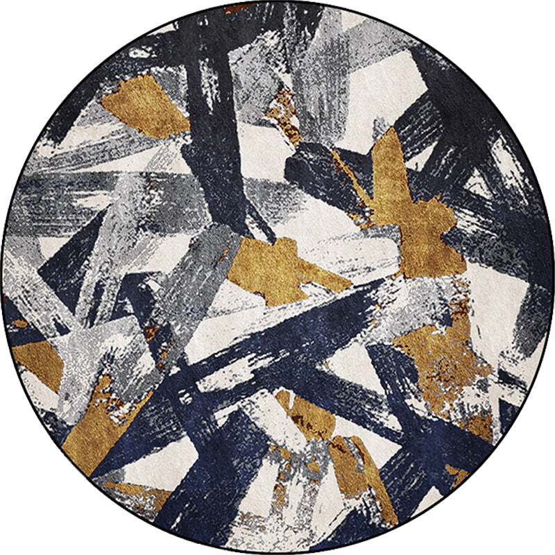 Novelty Brushstroke Pattern Rug Dark Blue and White Polyester Rug Machine Washable Non-Slip Area Rug for Bedroom Clearhalo 'Area Rug' 'Modern' 'Rugs' Rug' 1612804