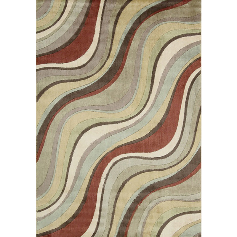 Unique Swirl Striped Pattern Rug Brown Multicolor Contemporary Rug Polyester Washable Anti-Slip Backing Area Rug for Living Room Clearhalo 'Area Rug' 'Modern' 'Rugs' Rug' 1612828