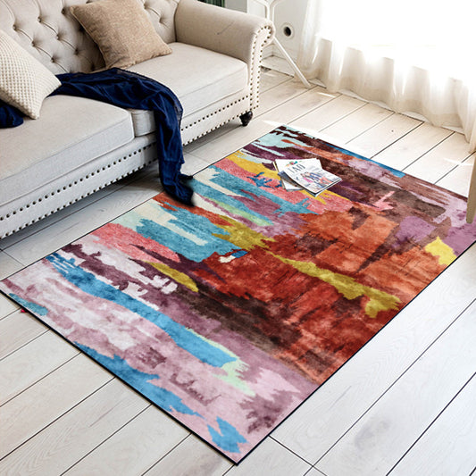 Modern Living Room Rug Colorful Abstract Painting Print Rug Polyester Washable Area Rug Red Clearhalo 'Area Rug' 'Modern' 'Rugs' Rug' 1612942