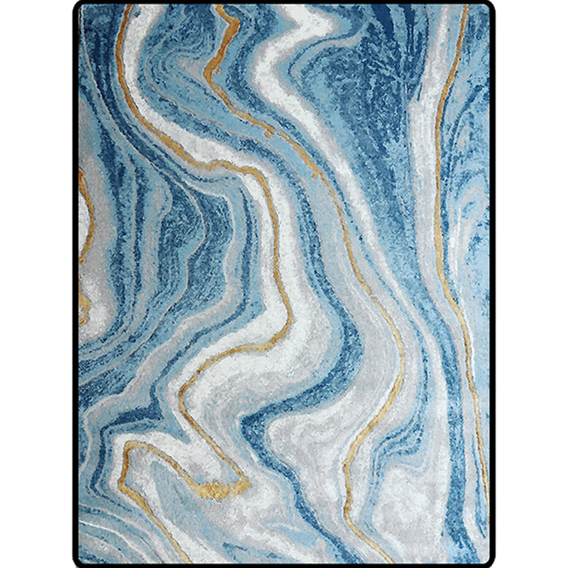 Scandinavian Modern Rug in Blue Abstract Water Wave Pattern Rug Polyester Washable Non-Slip Carpet for Home Decoration Clearhalo 'Area Rug' 'Modern' 'Rugs' Rug' 1612966