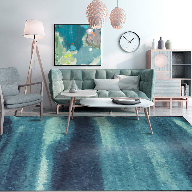 Blue Contemporary Rug Polyester Abstract Rug Washable Non-Slip Backing Carpet for Living Room Clearhalo 'Area Rug' 'Modern' 'Rugs' Rug' 1613019