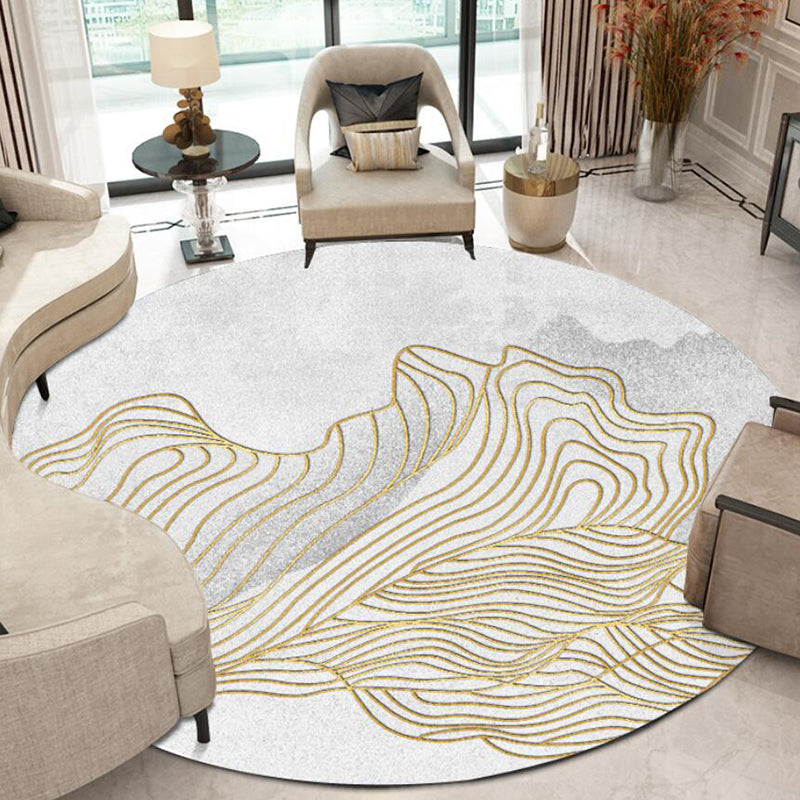 Unique Swirl Stripe Pattern Rug Light Grey Oriental Rug Polyester Washable Non-Slip Backing Area Rug for Living Room Light Gray Clearhalo 'Area Rug' 'Modern' 'Rugs' Rug' 1613146